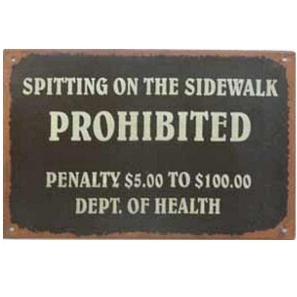 Vintage style Spitting Prohibited Metal Sign